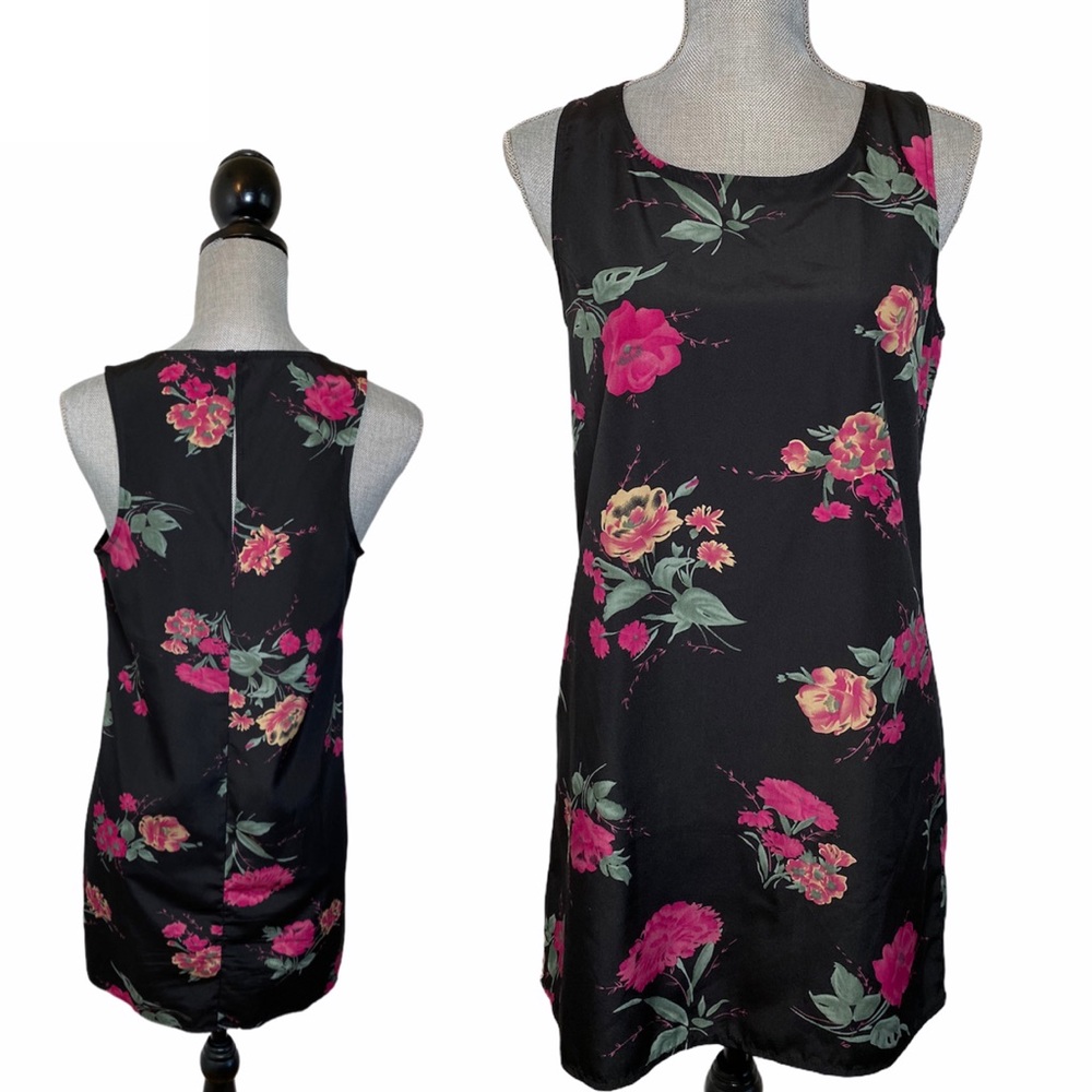 FREE PEOPLE Black Floral Tank Dress XS